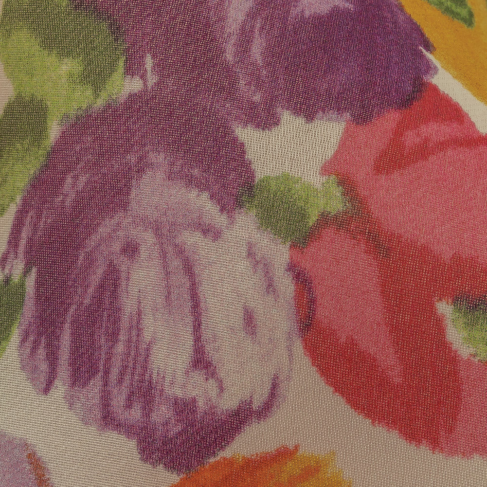 Carolina Herrera Warm Colors Painted Floral Silk Gazar Detail Carolina Herrera Warm Colors Painted Floral Silk Gazar Detail