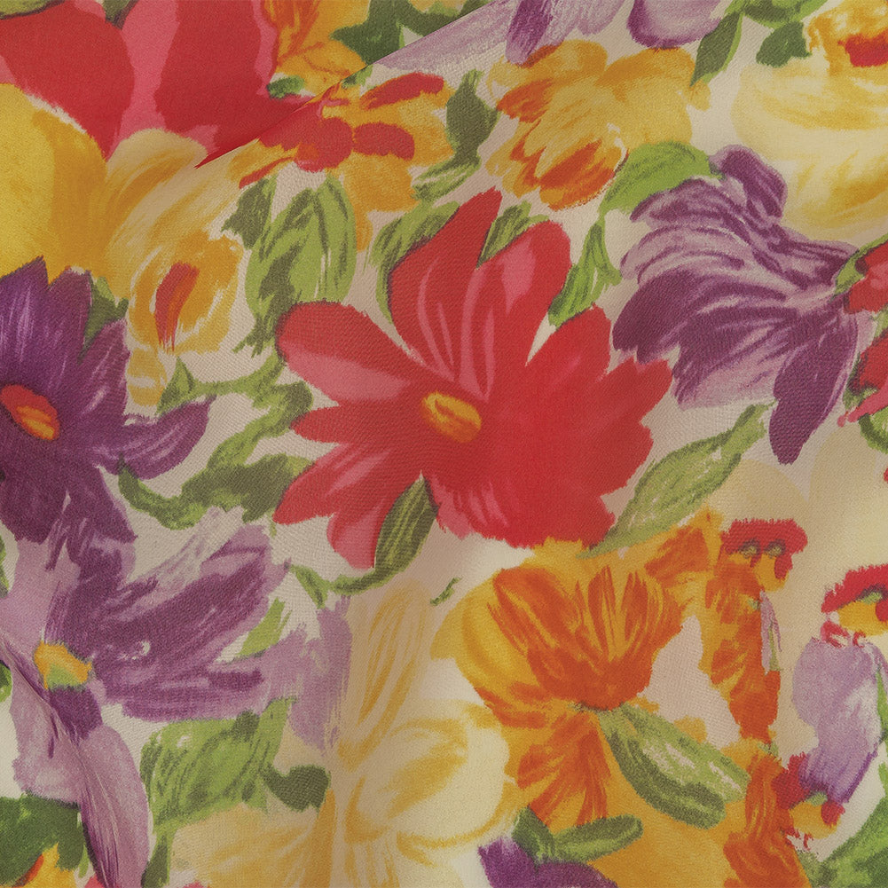 Carolina Herrera Warm Colors Painted Floral Silk Gazar Carolina Herrera Warm Colors Painted Floral Silk Gazar