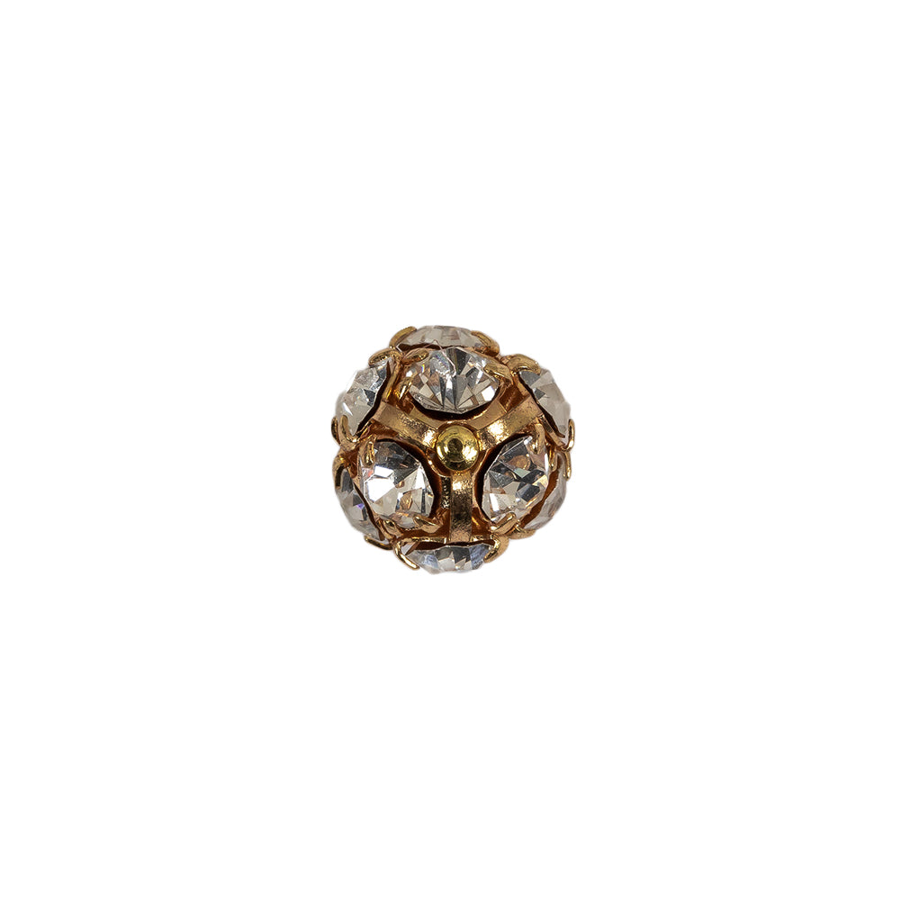 Vintage Crystal Rhinestones and Gold Metal Shank Back Ball Button - 17L/10.5mm Vintage Crystal Rhinestones and Gold Metal Shank Back Ball Button - 17L/10.5mm