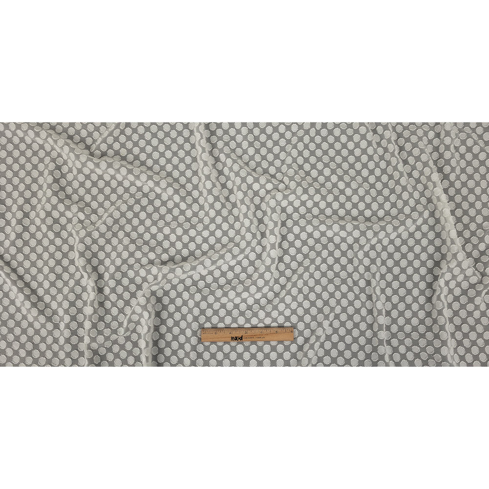 White Polka Dotted Burnout Polyester Chiffon Full