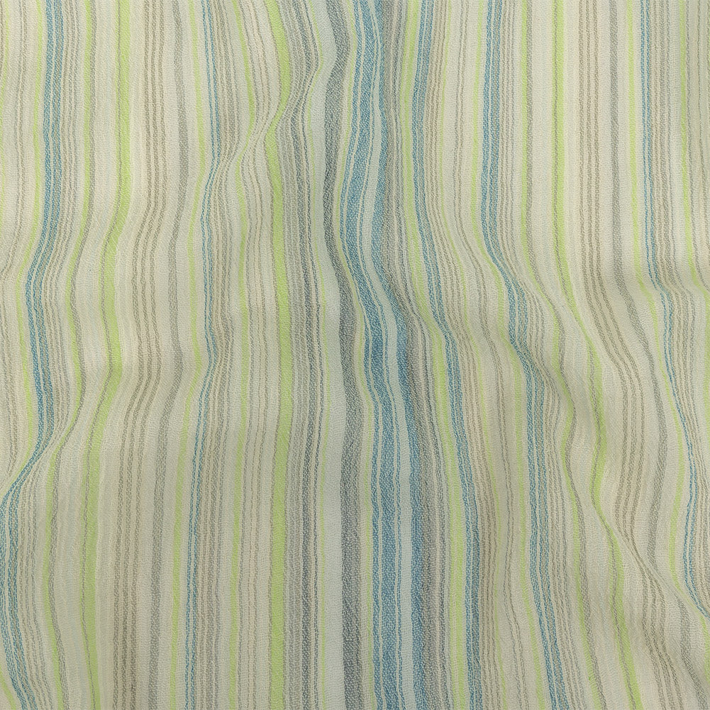 Blue, Lime and Gray Striped Cotton Gauze Blue, Lime and Gray Striped Cotton Gauze
