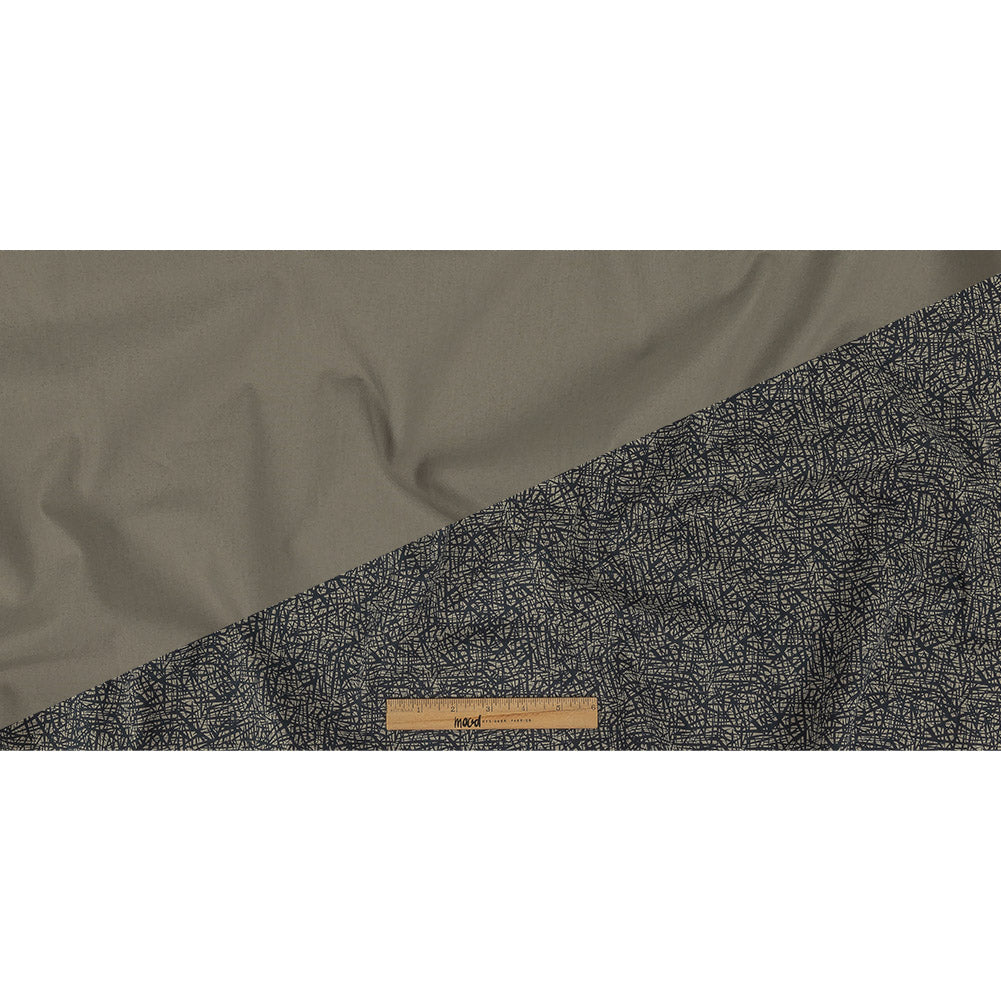 Liz Claiborne Cloudburst and Navy Abstract Printed Cotton Twill Full Liz Claiborne Cloudburst and Navy Abstract Printed Cotton Twill Full