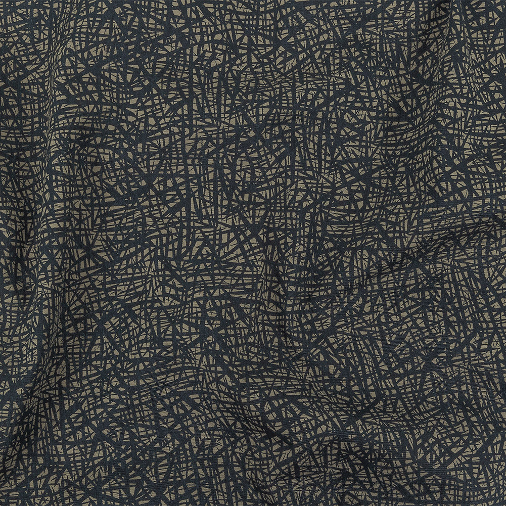 Liz Claiborne Cloudburst and Navy Abstract Printed Cotton Twill Liz Claiborne Cloudburst and Navy Abstract Printed Cotton Twill