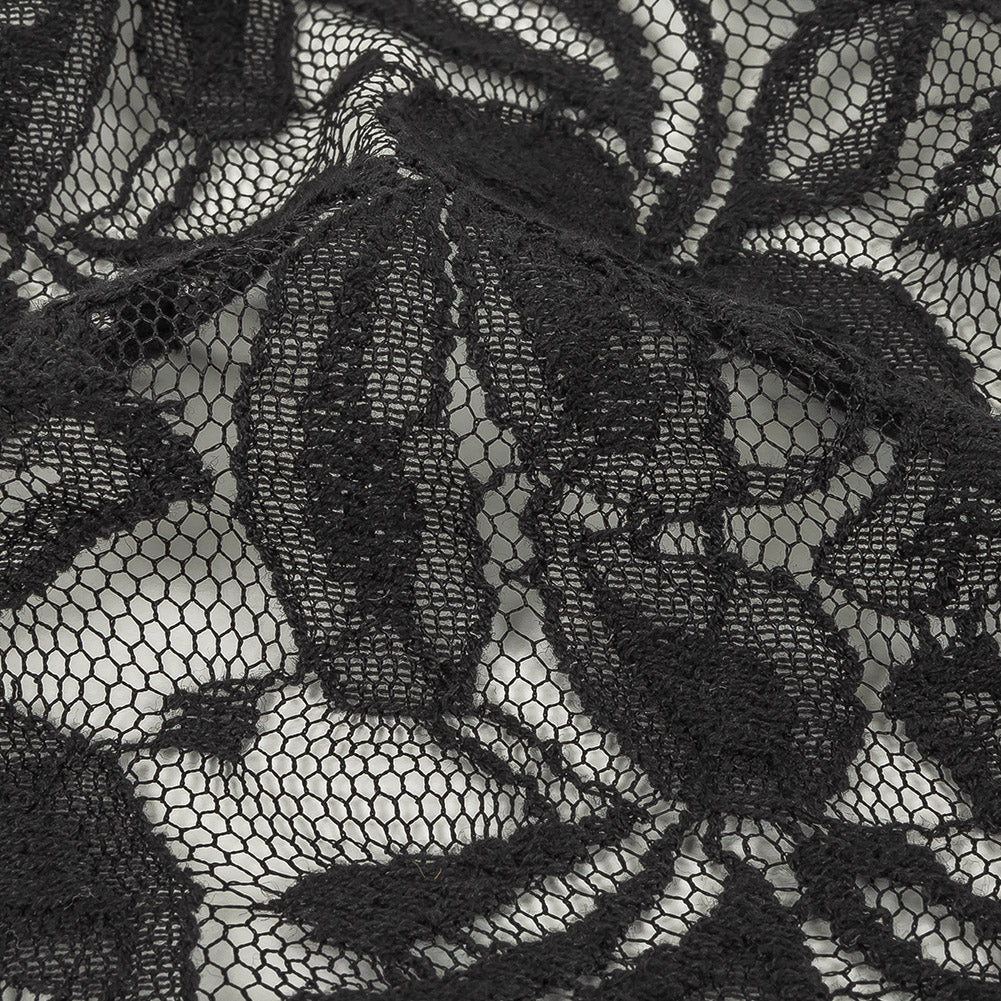 Black Floral Re-Embroidered Lace Detail Black Floral Re-Embroidered Lace Detail