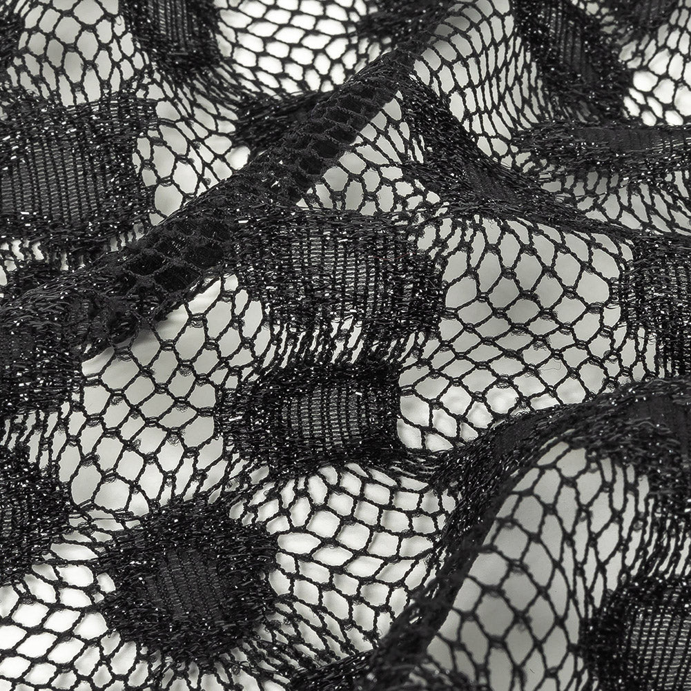 Metallic Black on Black Abstract Cheetah Spots Netting Detail Metallic Black on Black Abstract Cheetah Spots Netting Detail