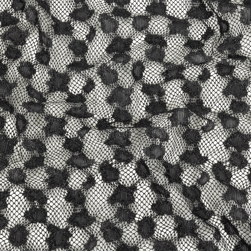 Metallic Black on Black Abstract Cheetah Spots Netting Metallic Black on Black Abstract Cheetah Spots Netting