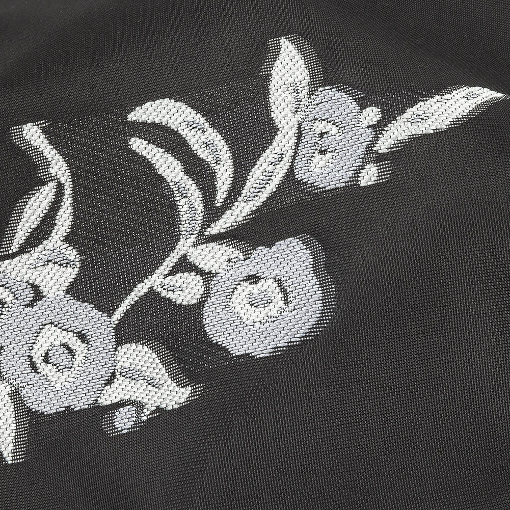 Carolina Herrera Italian Black and Silver Floral Burnout Blended Silk Jacquard Detail Carolina Herrera Italian Black and Silver Floral Burnout Blended Silk Jacquard Detail