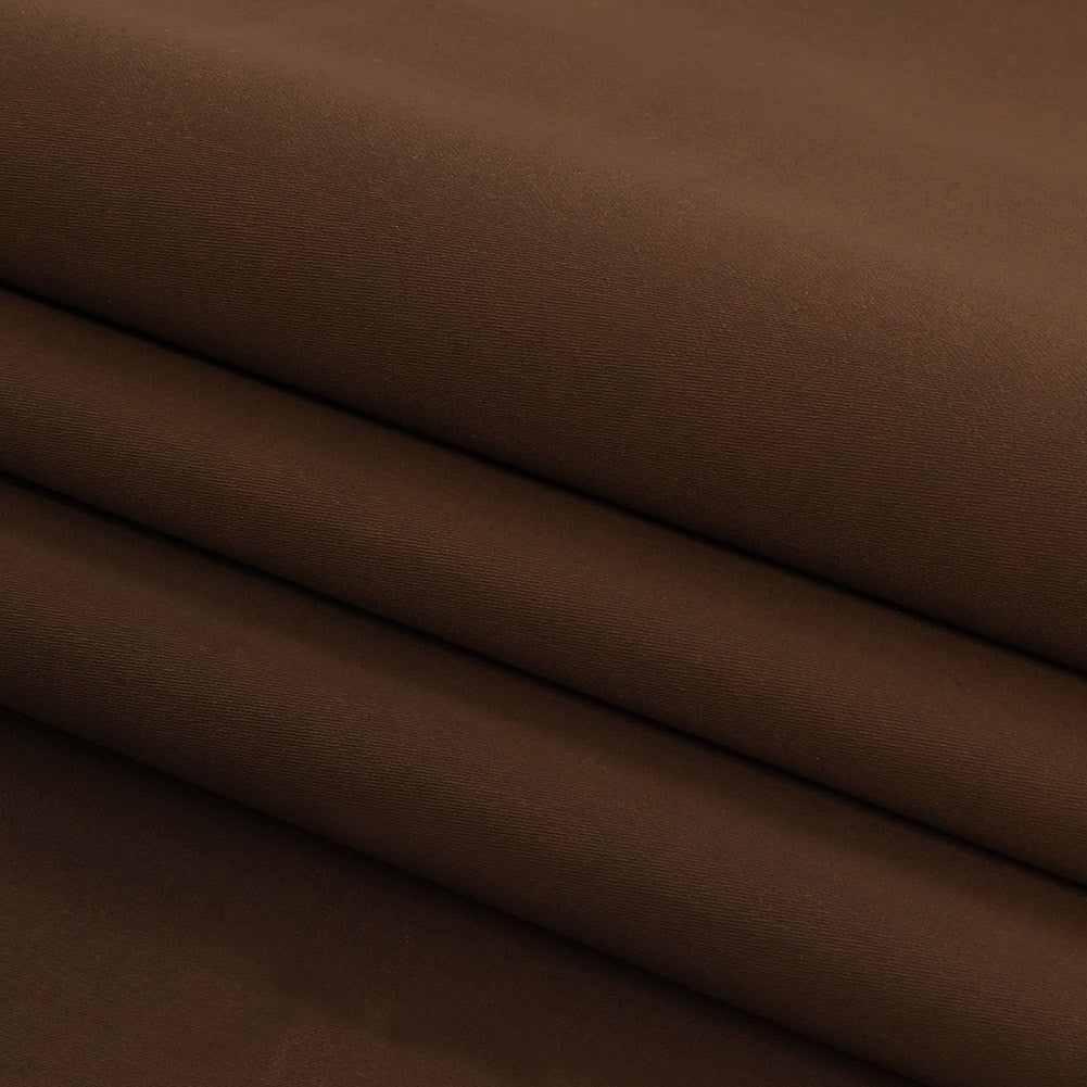 Italian Warm Brown Stretch Cotton Woven with Cocoa Waxy Laminate Folded Italian Warm Brown Stretch Cotton Woven with Cocoa Waxy Laminate Folded