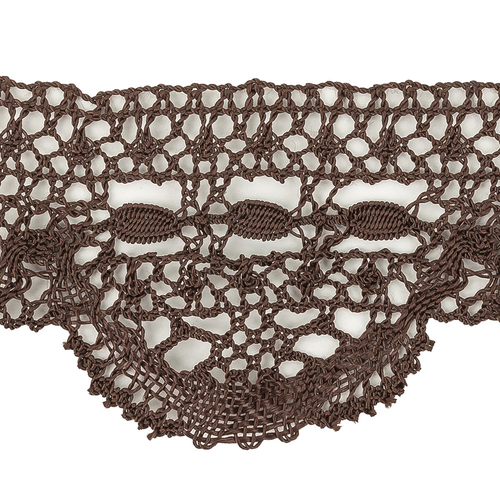 Brown Geometric Lace Trimming - 2.5" Detail Brown Geometric Lace Trimming - 2.5" Detail
