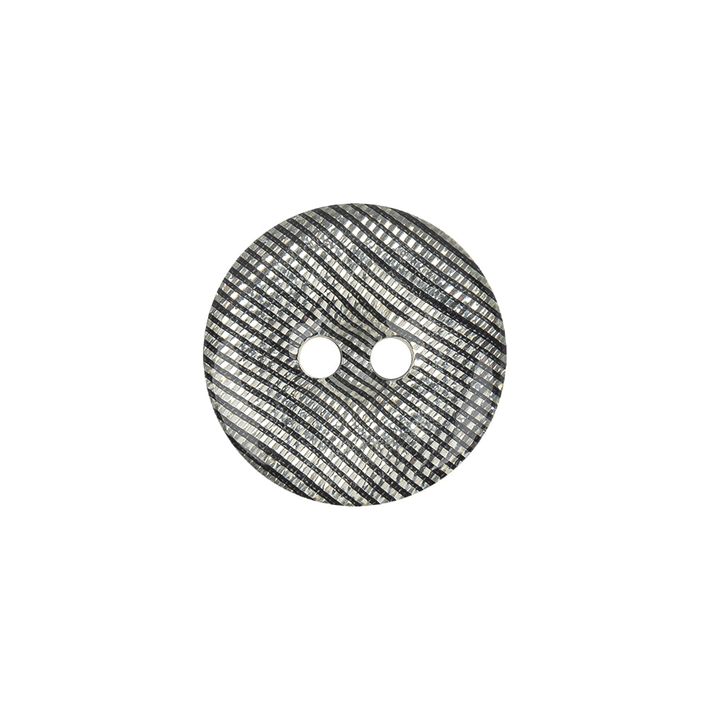 Silver Striated Rolled Rim 2-Hole Plastic Button - 28L/18mm Silver Striated Rolled Rim 2-Hole Plastic Button - 28L/18mm