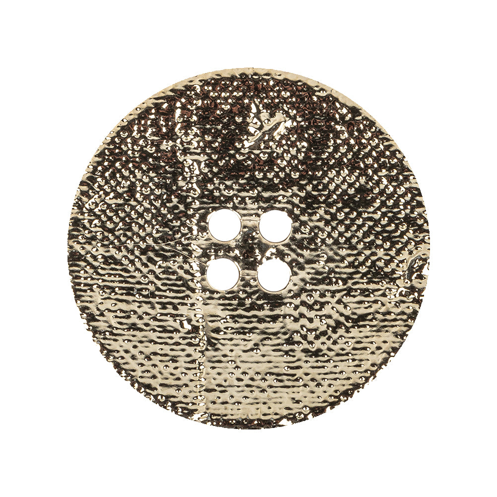 Shiny Gold Textured 4-Hole Saucer Button - 44L/28mm Shiny Gold Textured 4-Hole Saucer Button - 44L/28mm