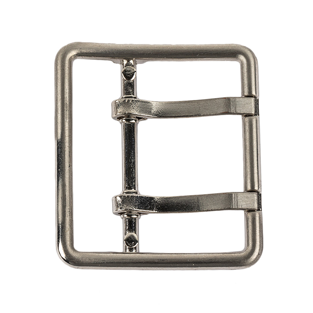 Satin Nickel Double Tongue Metal Buckle - 48mm Satin Nickel Double Tongue Metal Buckle - 48mm
