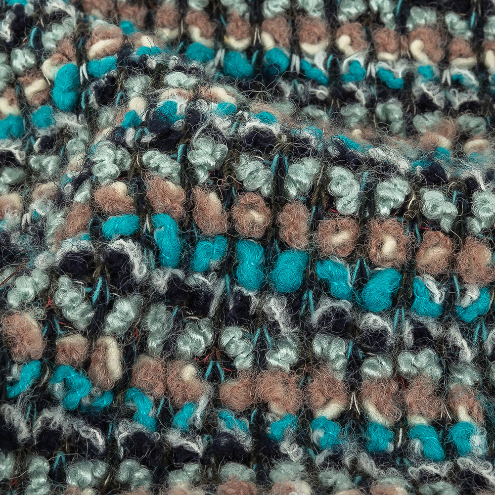 Turquoise, Beige and Navy Striped Chunky Wool Knit Detail Turquoise, Beige and Navy Striped Chunky Wool Knit Detail