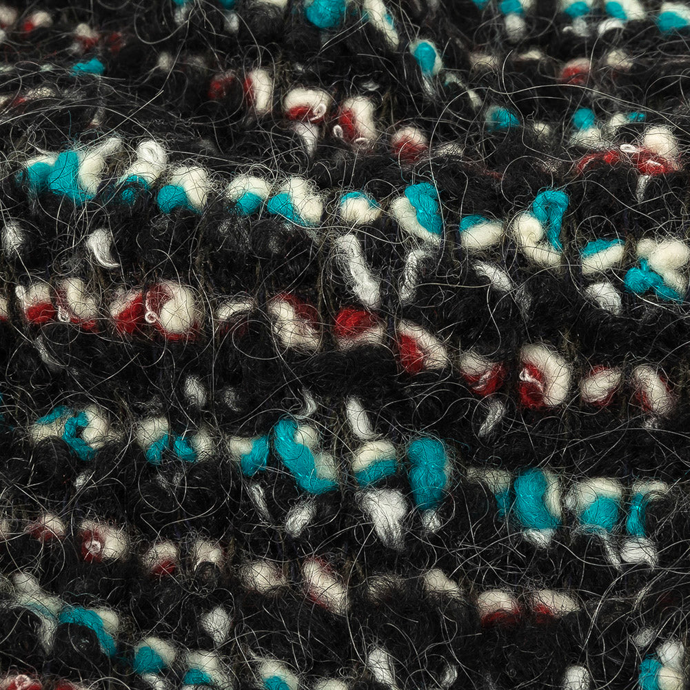 Black, Red, and Algiers Blue Boucled Wool Knit Detail Black, Red, and Algiers Blue Boucled Wool Knit Detail