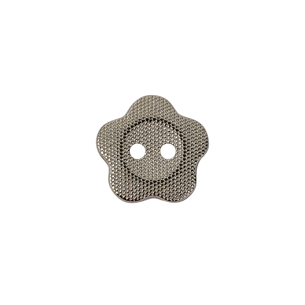 Nickel Nailshead Textured 2-Hole Metal Flower Button - 24L/15mm Nickel Nailshead Textured 2-Hole Metal Flower Button - 24L/15mm