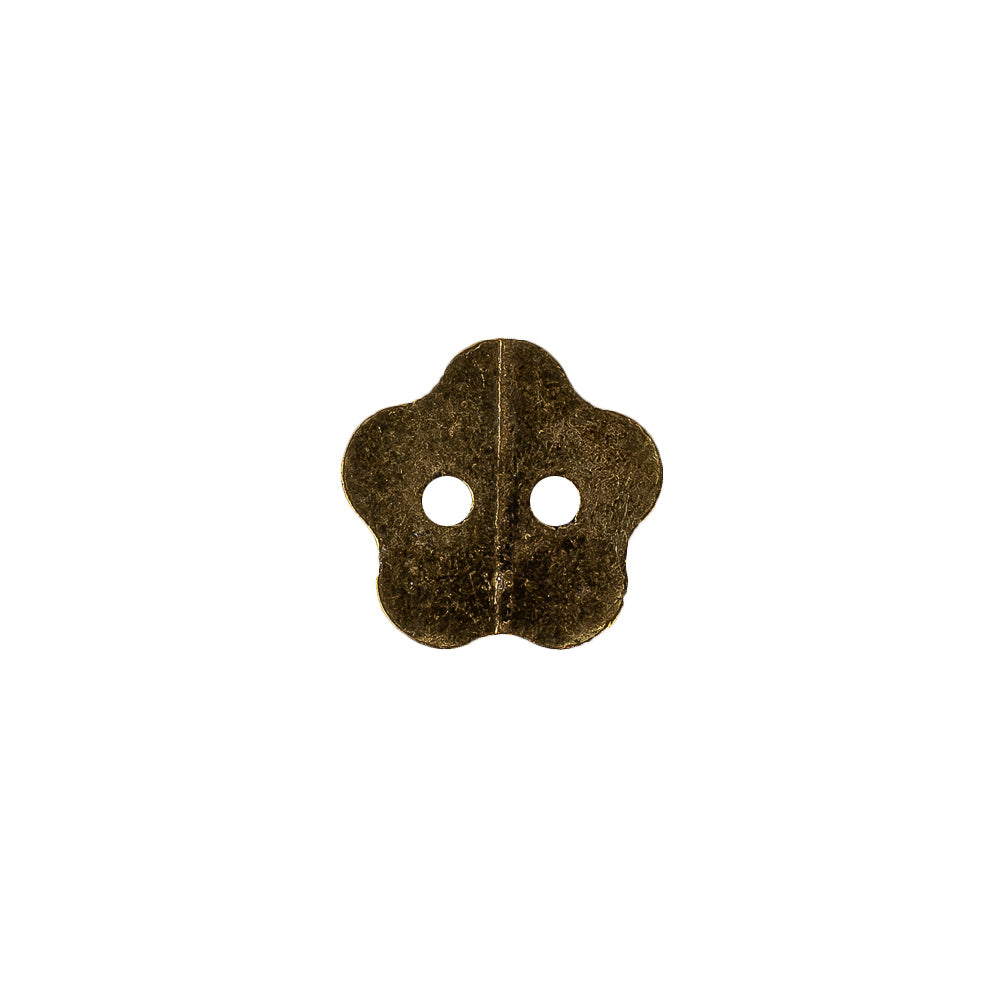 Light Bronze Nailshead Textured 2-Hole Metal Flower Button - 20L/12.5mm Detail Light Bronze Nailshead Textured 2-Hole Metal Flower Button - 20L/12.5mm Detail