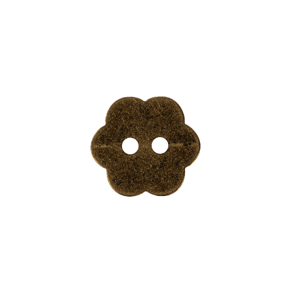 Bronze Concave 2-Hole Metal Flower Button - 24L/15mm Detail Bronze Concave 2-Hole Metal Flower Button - 24L/15mm Detail