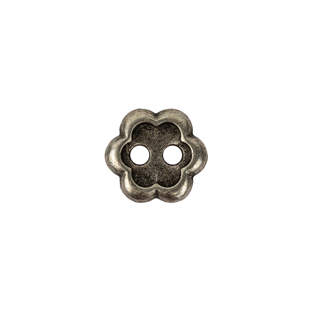 Silver Concave 2-Hole Metal Flower Button - 20L/12.5mm Silver Concave 2-Hole Metal Flower Button - 20L/12.5mm