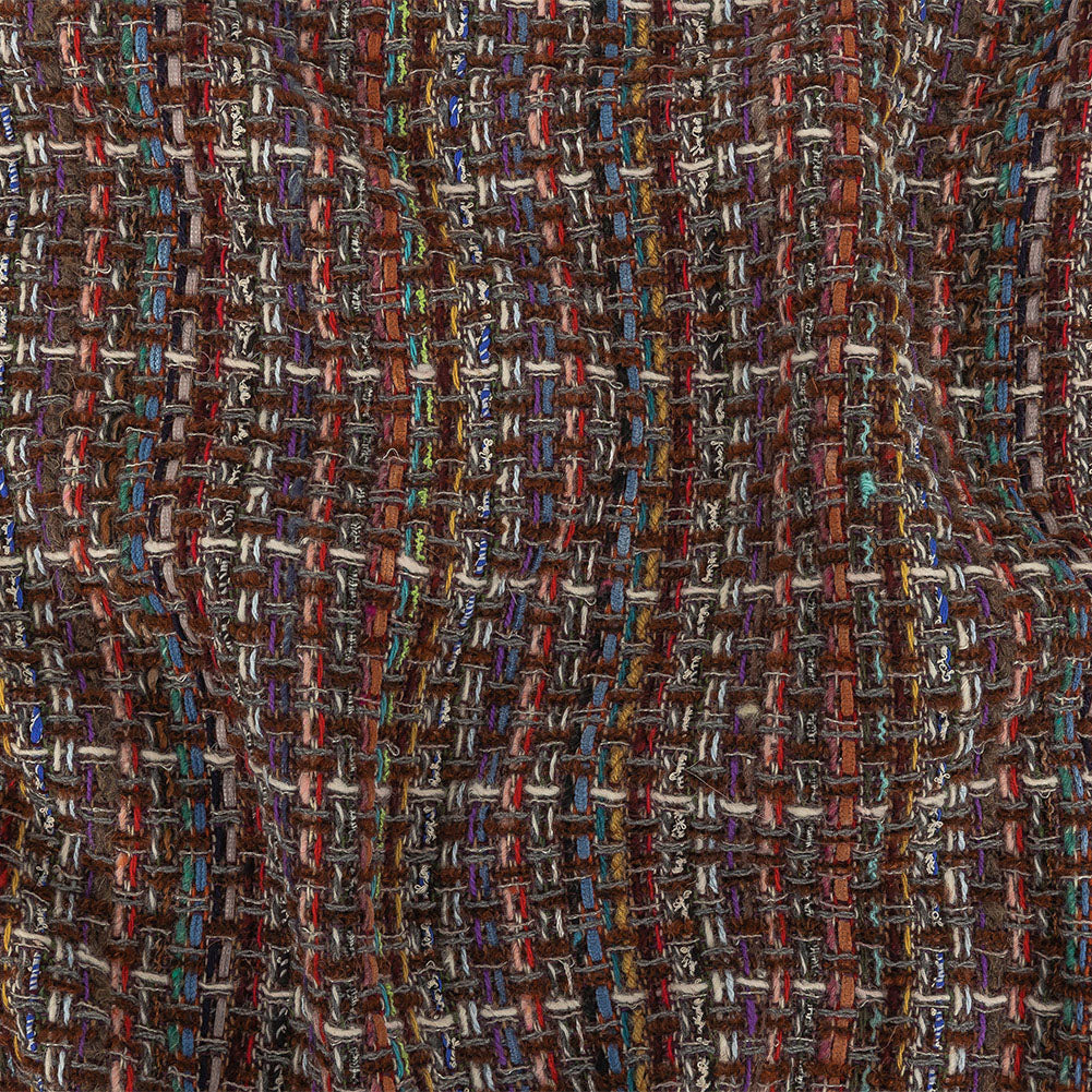 Italian Chocolate Multicolor Blended Wool Tweed Italian Chocolate Multicolor Blended Wool Tweed