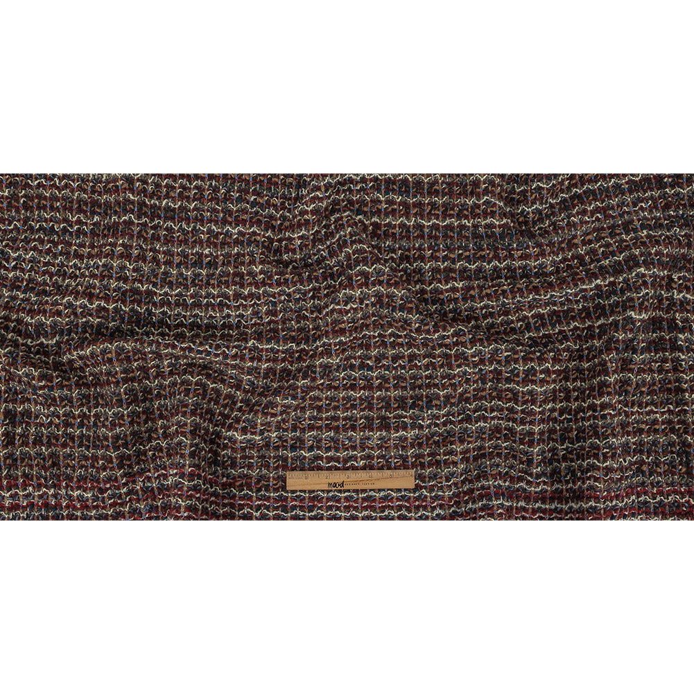 Burgundy, Gray Green and White Loopy Wool Sweater Knit Full Burgundy, Gray Green and White Loopy Wool Sweater Knit Full