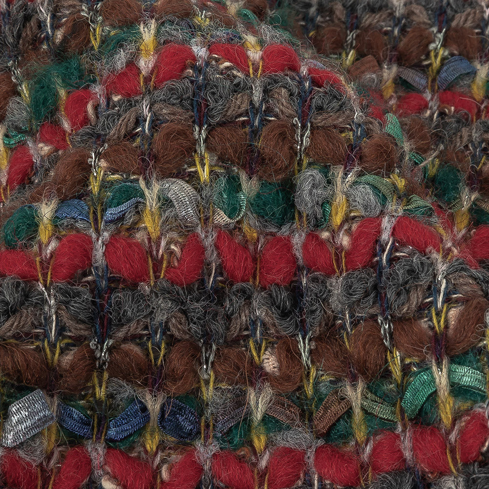 Red, Green and Brown Chunky Stripes Wool Knit Detail Red, Green and Brown Chunky Stripes Wool Knit Detail