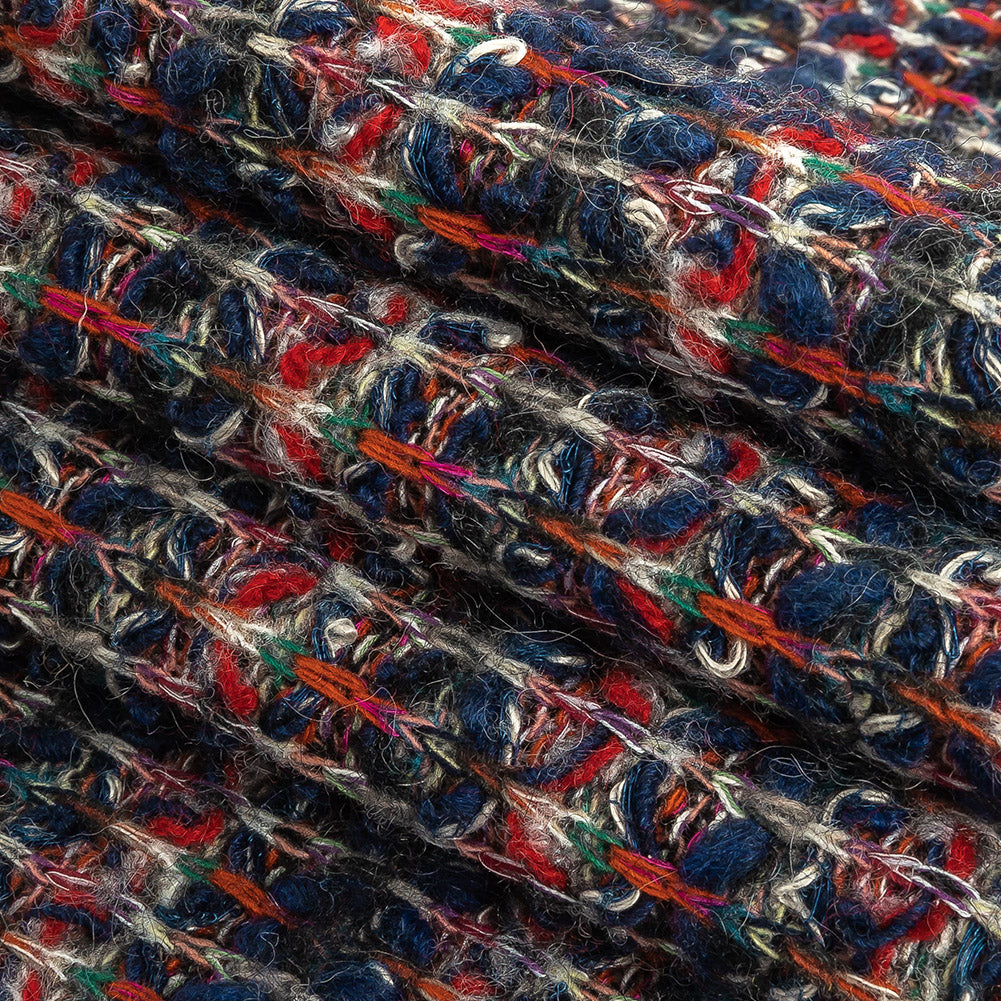 Navy and Red Striated Chunky Wool Knit Folded Navy and Red Striated Chunky Wool Knit Folded