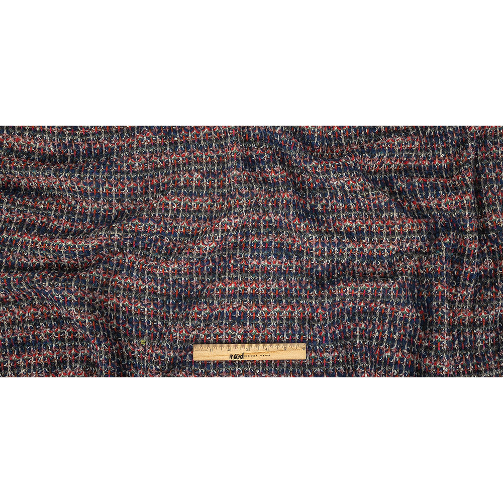 Navy and Red Striated Chunky Wool Knit Full Navy and Red Striated Chunky Wool Knit Full