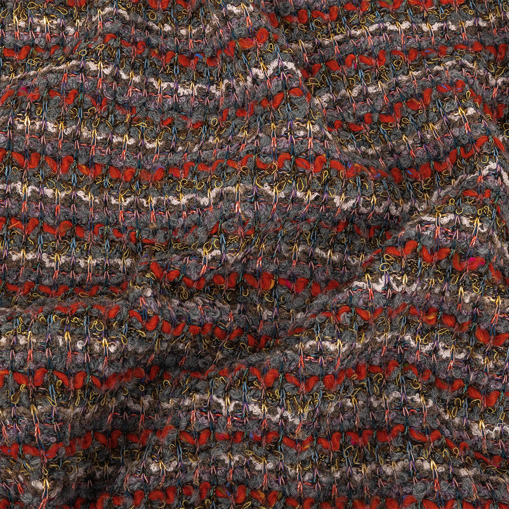 Red, Gray, and Yellow Striped Loopy Chunky Sweater Knit Red, Gray, and Yellow Striped Loopy Chunky Sweater Knit