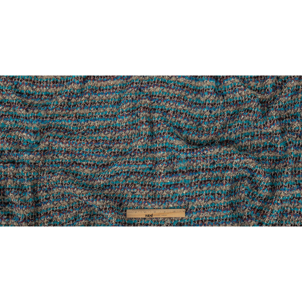 Turquoise, Blue, and Gray Loopy Wool Sweater Knit Full Turquoise, Blue, and Gray Loopy Wool Sweater Knit Full