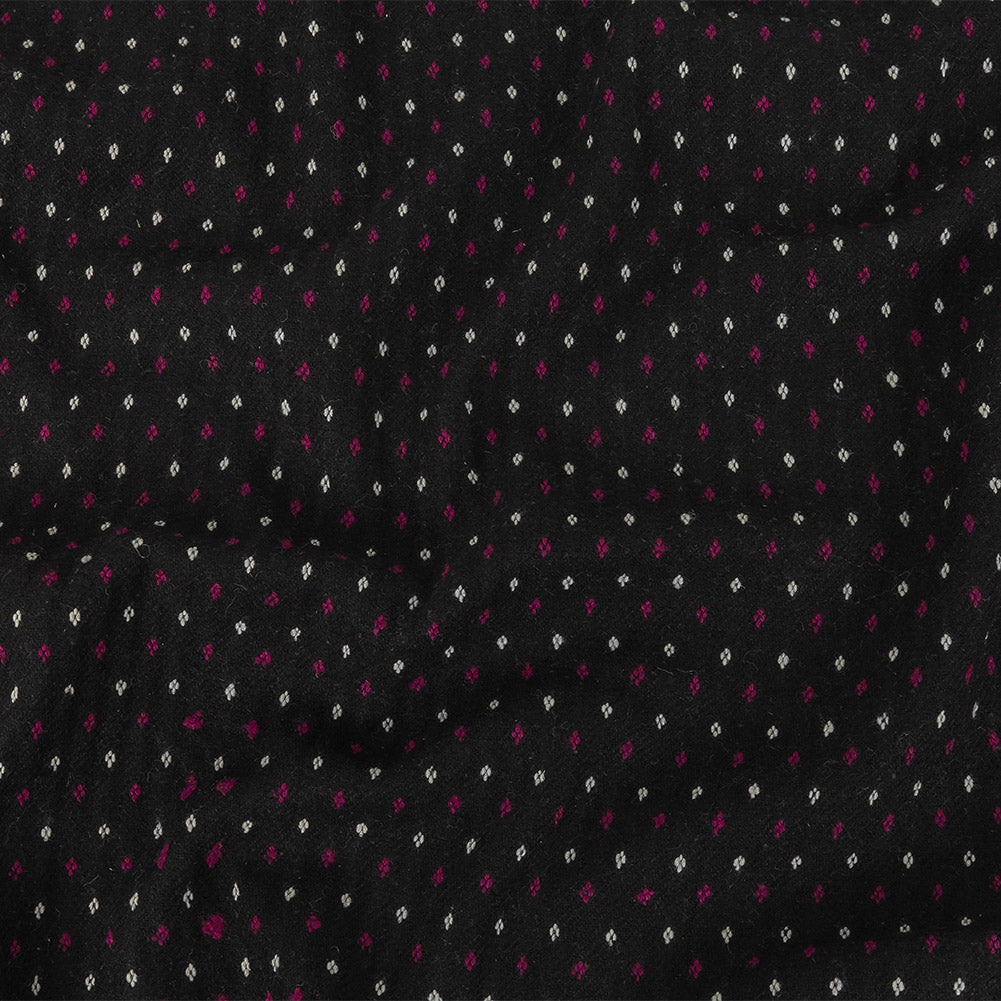 Black, White and Magents Diamonds Brushed Blended Cotton Jacquard Black, White and Magents Diamonds Brushed Blended Cotton Jacquard