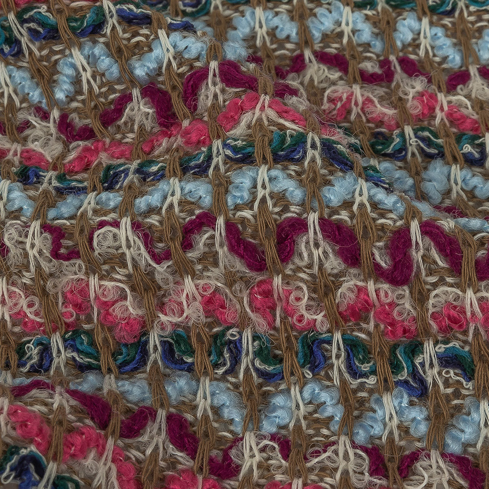 Teal, Sky, Fuchsia, and Magenta Wool Sweater Knit Detail Teal, Sky, Fuchsia, and Magenta Wool Sweater Knit Detail