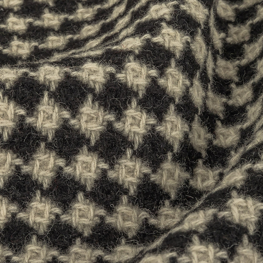 Black and White Houndstooth Wool Coating Detail Black and White Houndstooth Wool Coating Detail