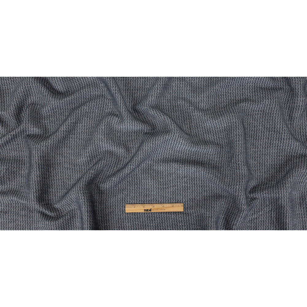 Italian Blue, Black, and White Chevrons Rayon Dobby Shirting Full Italian Blue, Black, and White Chevrons Rayon Dobby Shirting Full