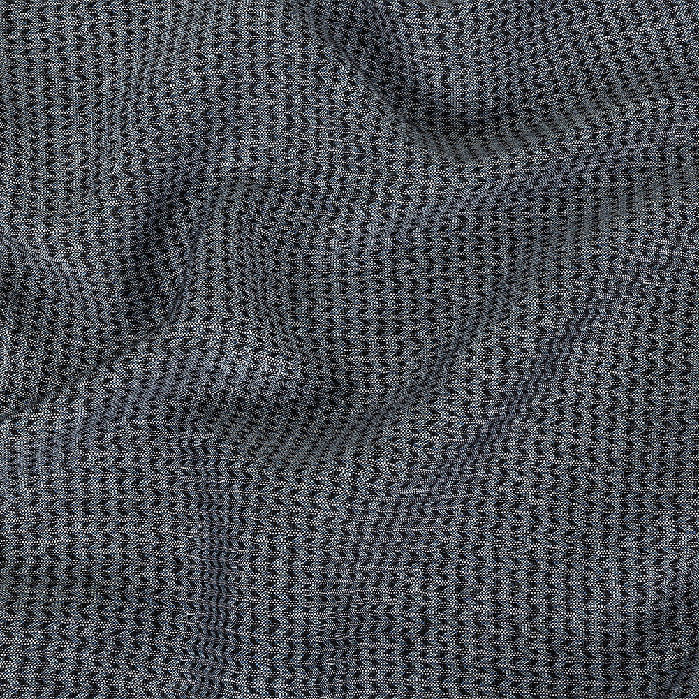 Italian Blue, Black, and White Chevrons Rayon Dobby Shirting Italian Blue, Black, and White Chevrons Rayon Dobby Shirting