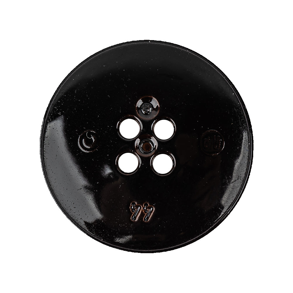 Italian Deepest Brown Abstract Molded 4-Hole Faux Leather Button - 44L/28mm Detail Italian Deepest Brown Abstract Molded 4-Hole Faux Leather Button - 44L/28mm Detail