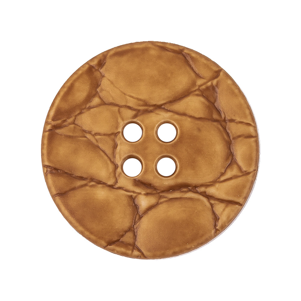Italian Matte Luggage Abstract Molded 4-Hole Faux Leather Button - 44L/28mm Italian Matte Luggage Abstract Molded 4-Hole Faux Leather Button - 44L/28mm