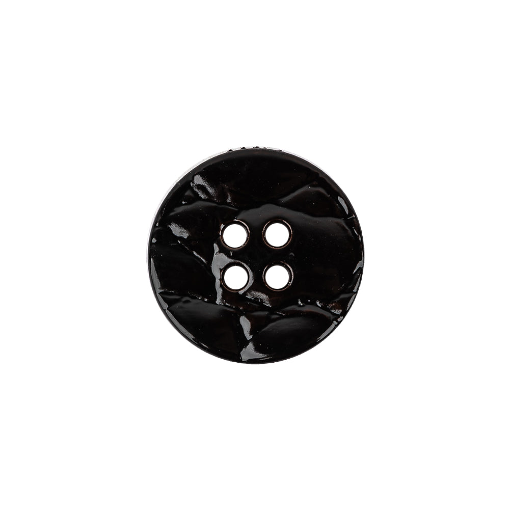 Italian Glossy Midnight Brown Abstract Molded 4-Hole Faux Leather Button - 28L/18mm