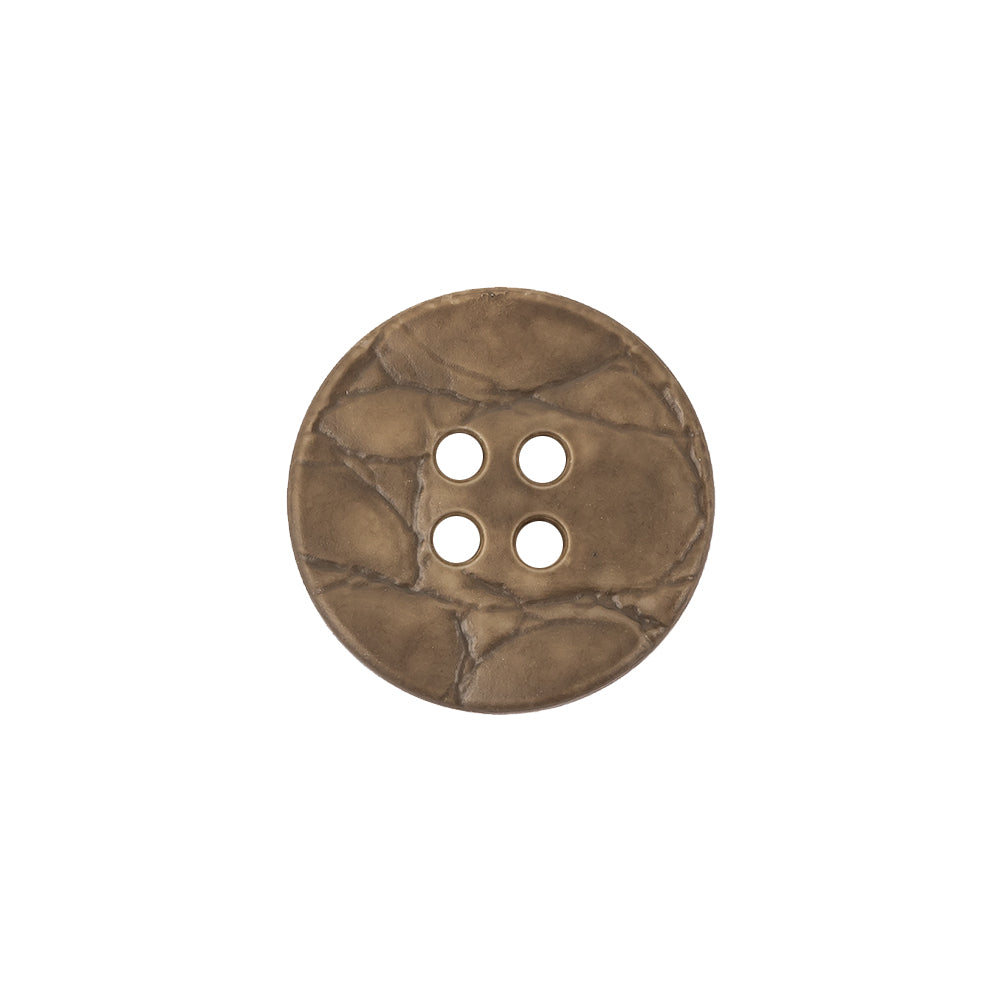 Italian Matte Khaki Abstract Molded 4-Hole Faux Leather Button - 28L/18mm Italian Matte Khaki Abstract Molded 4-Hole Faux Leather Button - 28L/18mm