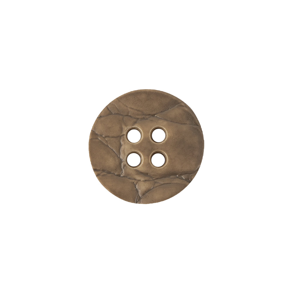 Italian Matte Khaki Abstract Molded 4-Hole Faux Leather Button - 24L/15mm Italian Matte Khaki Abstract Molded 4-Hole Faux Leather Button - 24L/15mm