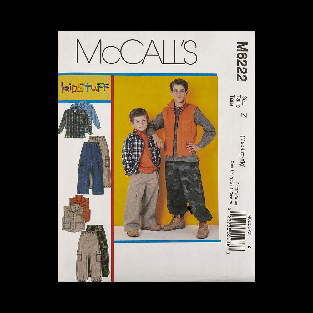 McCall's Boy's Shirt, Vest and Pants Pattern M6222 Size Z (MED-LRG-XLG) McCall's Boy's Shirt, Vest and Pants Pattern M6222 Size Z (MED-LRG-XLG)