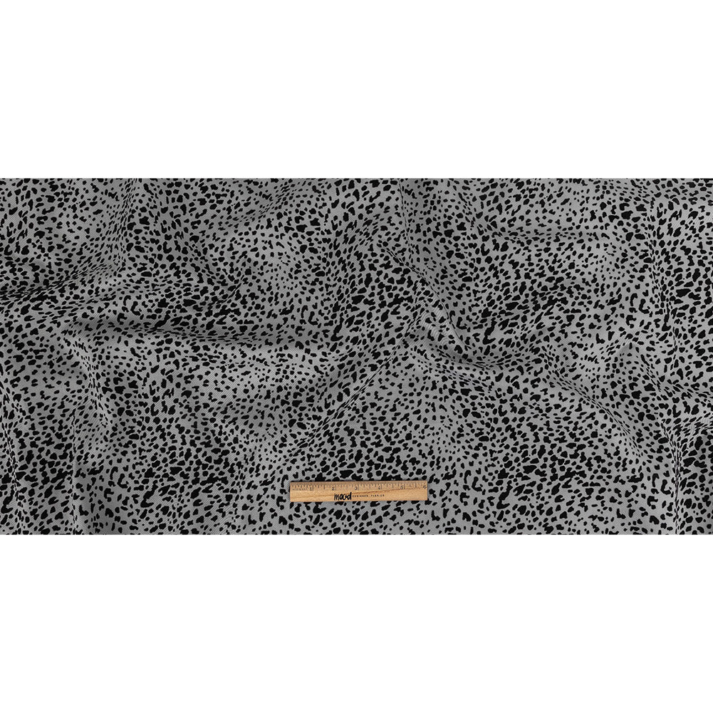 Gray and Black Cheetah Patterned Flocked Stretch Cotton Twill Full Gray and Black Cheetah Patterned Flocked Stretch Cotton Twill Full