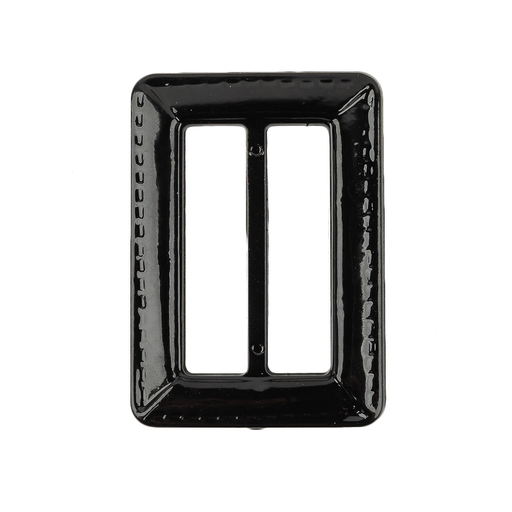 Italian Black Faux Leather Slider - 2.125" L x 1.5" W Detail Italian Black Faux Leather Slider - 2.125" L x 1.5" W Detail