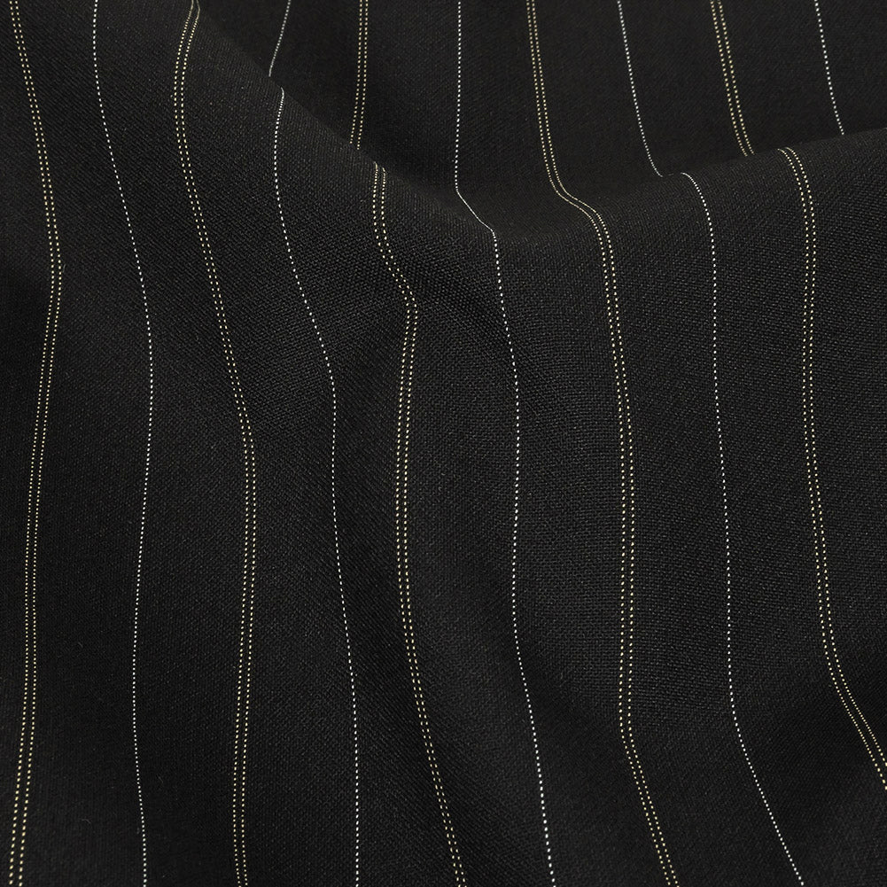 Liz Claiborne Jet Black and Beige Pinstriped Stretch Polyester Suiting Detail Liz Claiborne Jet Black and Beige Pinstriped Stretch Polyester Suiting Detail
