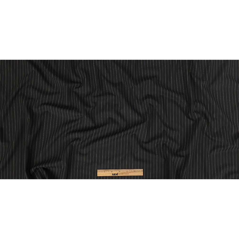 Liz Claiborne Jet Black and Beige Pinstriped Stretch Polyester Suiting Full Liz Claiborne Jet Black and Beige Pinstriped Stretch Polyester Suiting Full