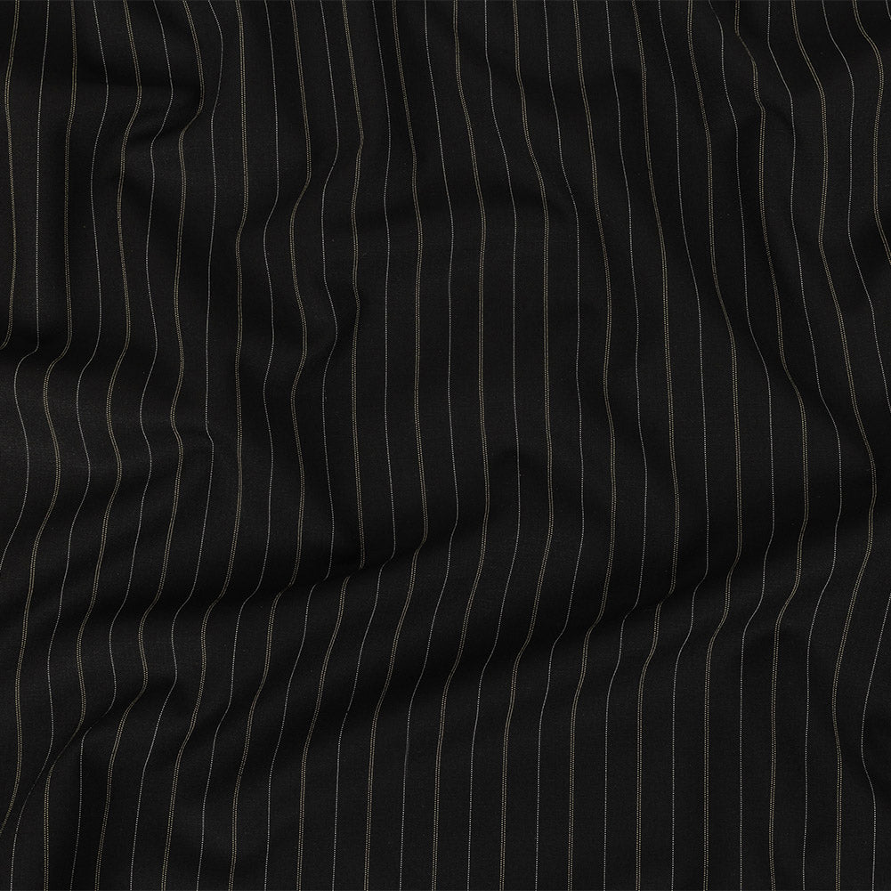 Liz Claiborne Jet Black and Beige Pinstriped Stretch Polyester Suiting Liz Claiborne Jet Black and Beige Pinstriped Stretch Polyester Suiting