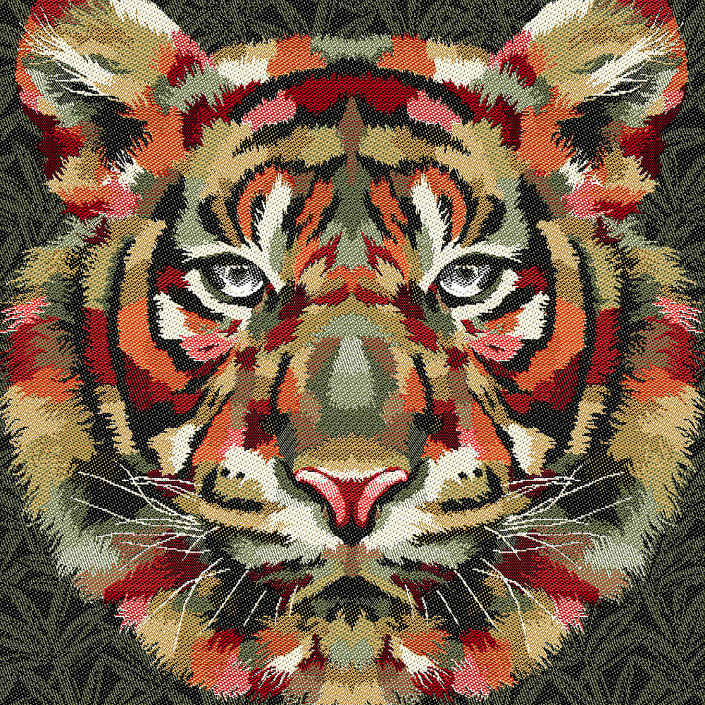 French Khaki and Olive Bengal Tiger Chief Oversized Square Patch - 18.875" Detail French Khaki and Olive Bengal Tiger Chief Oversized Square Patch - 18.875" Detail