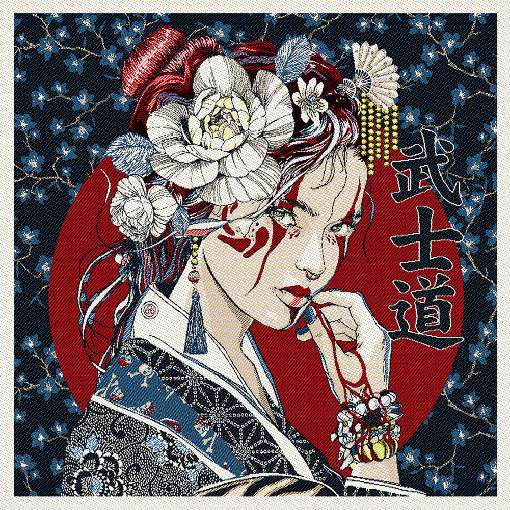 French Ink Blue and Red The Conversationalist Oversized Square Patch - 18.875" French Ink Blue and Red The Conversationalist Oversized Square Patch - 18.875"