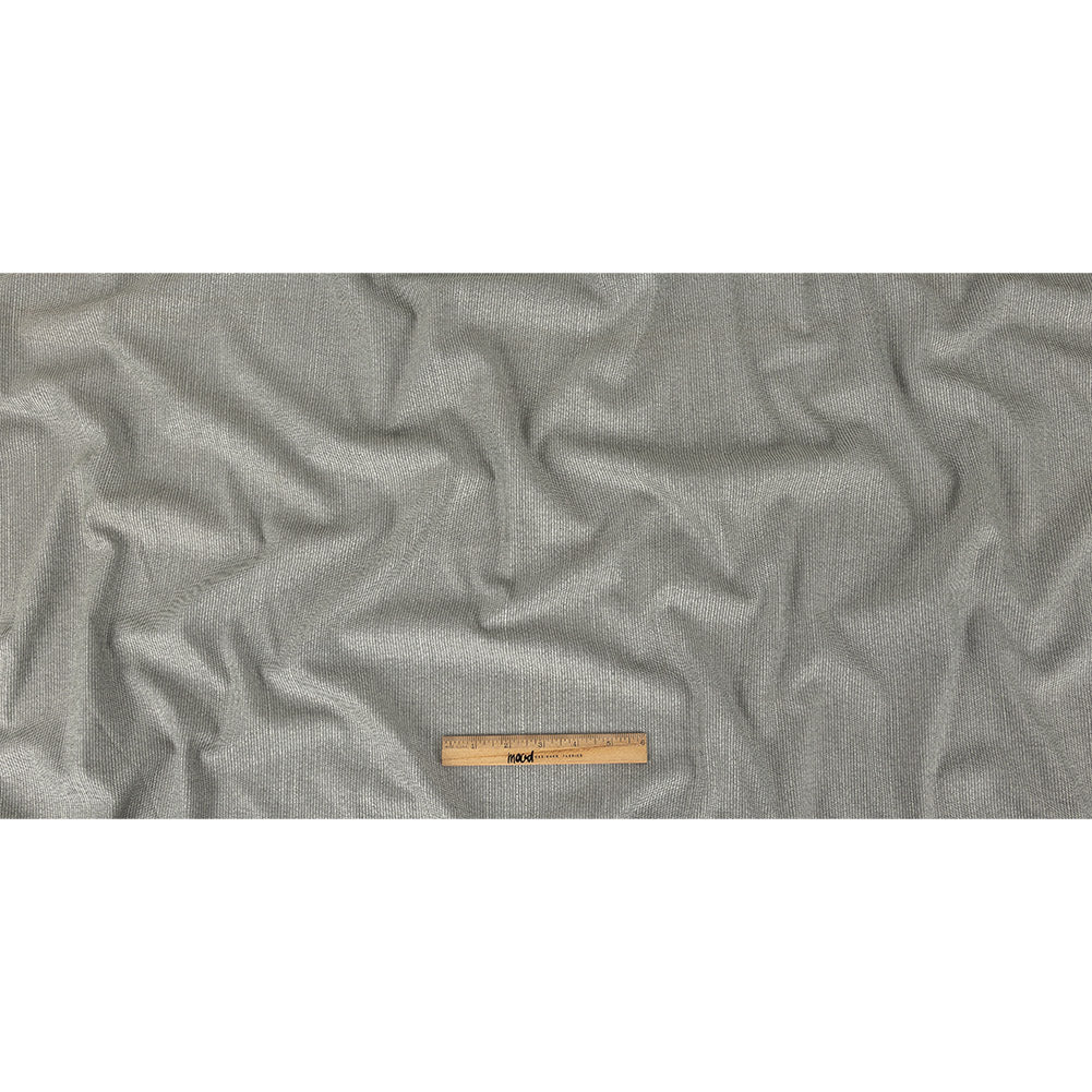 Black and Blanc de Blanc Railroad Striped Stretch Blended Wool Suiting Full Black and Blanc de Blanc Railroad Striped Stretch Blended Wool Suiting Full