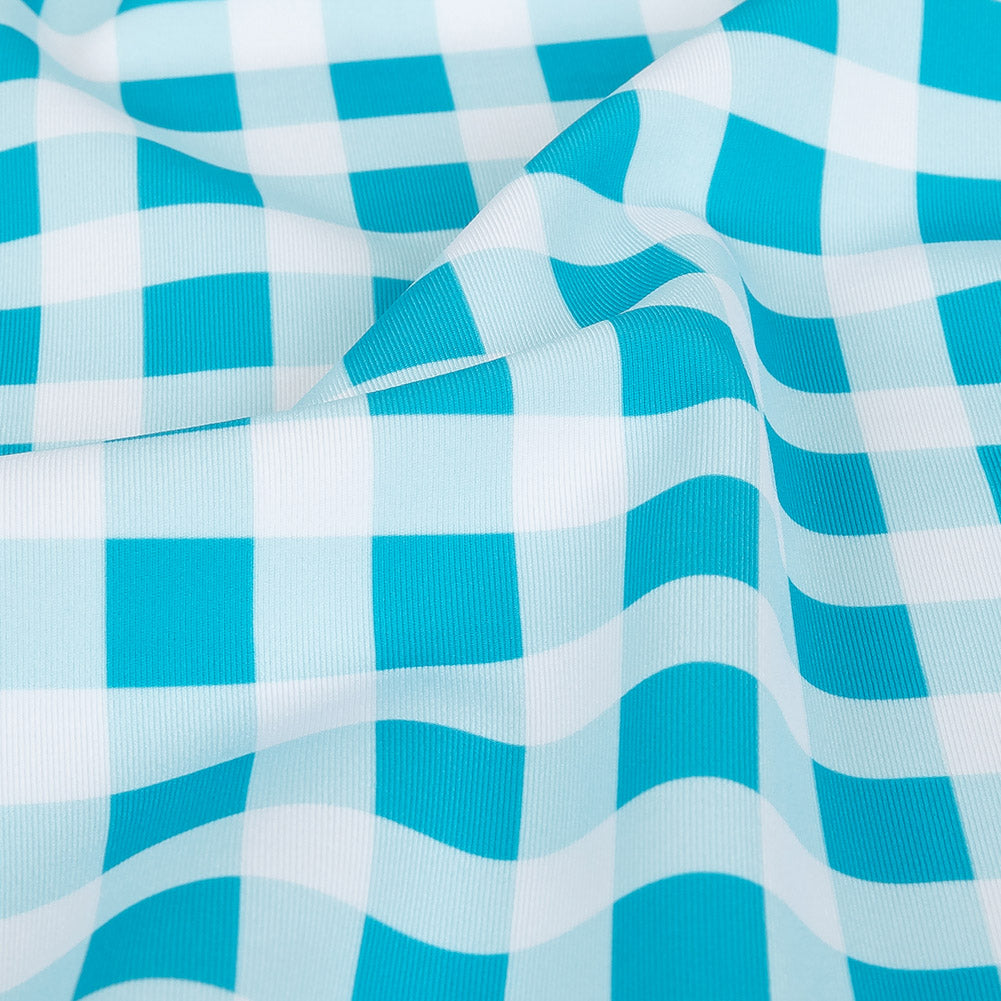 Traje de baño de compresión de tricot, con protección UV y microcápsulas de aloe vera - Cuadros azules y blancos - Colección Caye Traje de baño de compresión de tricot, con protección UV y microcápsulas de aloe vera - Cuadros azules y blancos - Colección Caye