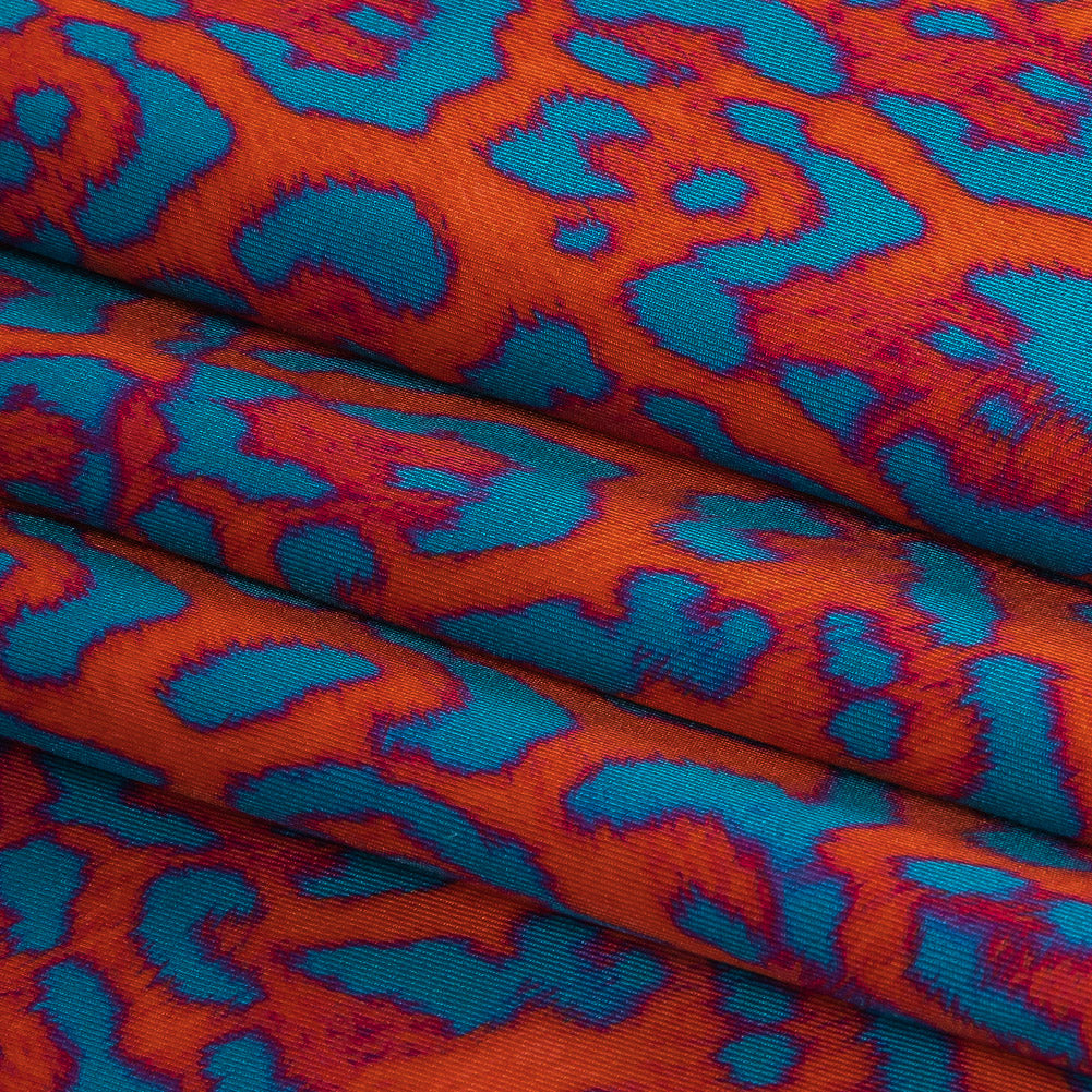 Compression Swimwear Tricot, UV Protective with Aloe Vera Microcapsules - Fjord Blue and Red Orange Leopard Spots - Caye Collection Compression Swimwear Tricot, UV Protective with Aloe Vera Microcapsules - Fjord Blue and Red Orange Leopard Spots - Caye Collection